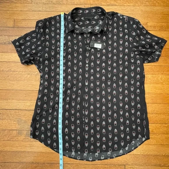 John Varvatos Skull in Top Hat Print Shirt - NWT - Picture 6 of 9